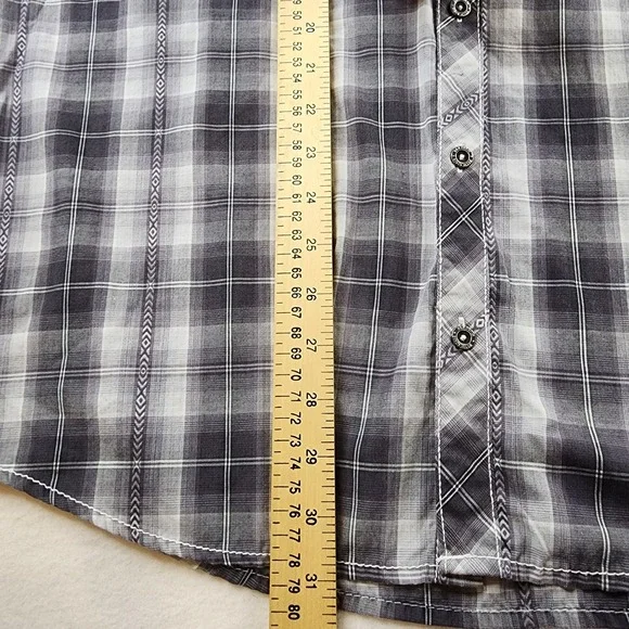 BKE Buckle Shirt Men XL Western Black Gray White Plaid Long Sleeve Metal Buttons - Picture 9 of 12